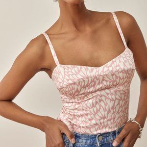 Reformation Pink and White Camisole